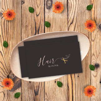 Elegant Gray Gold Scissors Hairdresser Hair Salon Appointment Card
