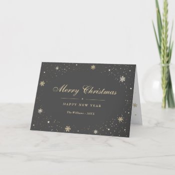 Elegant Gray Gold Snow Snowflakes Holiday Card by CustomGreetingCards_ at Zazzle