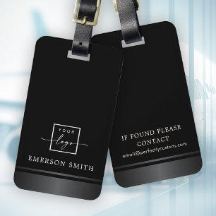 Elegant gray gradient border add logo black luggage tag