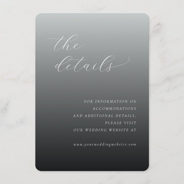 Elegant Gray Gradient Calligraphy Enclosure Card (Front)
