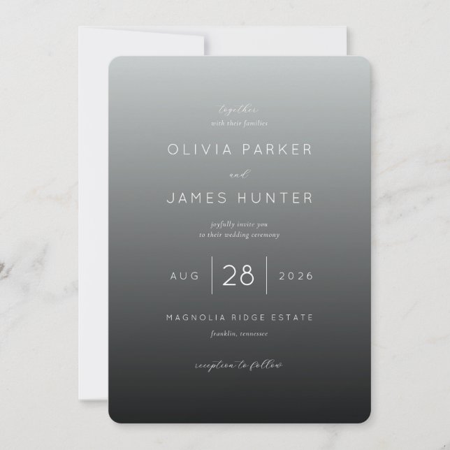 Elegant Gray Gradient Wedding Invitation (Front)