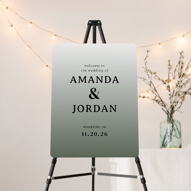 Elegant Gray Gradient Wedding Sign (In Situ (Stand))