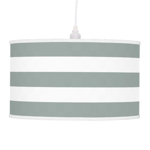 Elegant Gray Green and White Striped Hanging Lamp