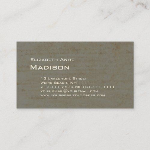 Elegant Gray Green Antique Paper Patina Business Cards