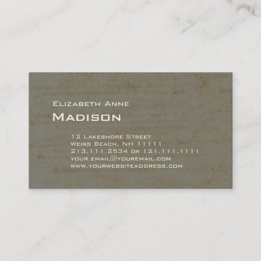 Customizable Elegant Gray Green Antique Paper Patina Business Cards