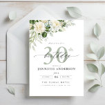 Elegant Gray Green Floral 30th Birthday Invitation<br><div class="desc">Celebrate in timeless style with this Elegant Gray Green Floral Birthday Invitation. Featuring a sophisticated blend of soft gray and muted green tones, this design is adorned with delicate floral accents, creating a refined and graceful aesthetic. Perfect for milestone birthdays or intimate gatherings, this invitation sets the tone for an...</div>