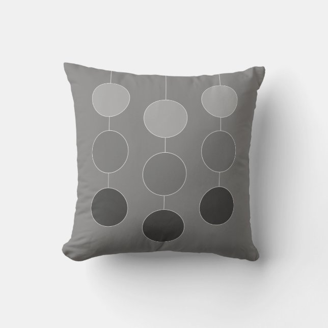 Elegant Gray Hanging Circles Throw Pillow (Front)