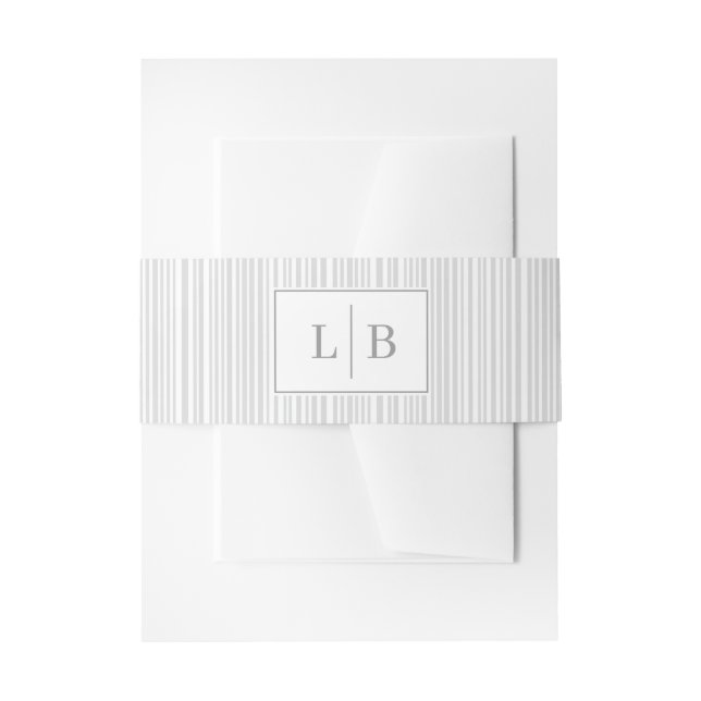 Elegant Gray Initials Invitation Belly Band (Front Example)