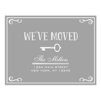 Elegant Gray Key Moving Announcement Postcard