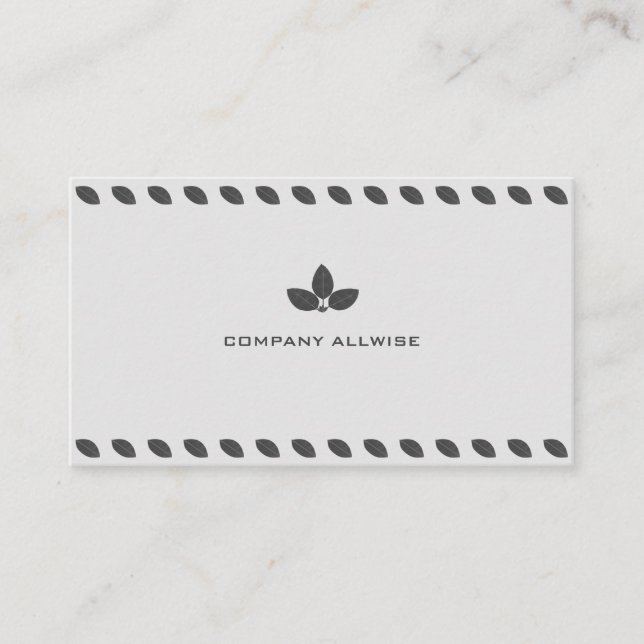 Elegant Gray Laurel Leaves on Silver Color Business Card (Front)