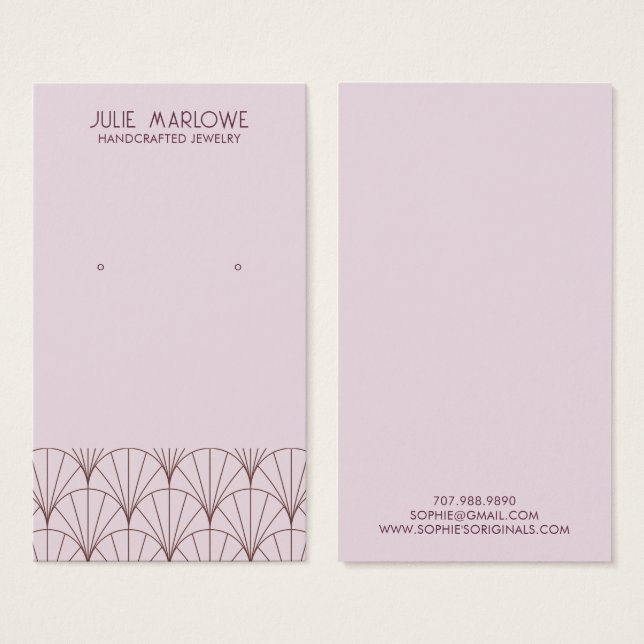 Elegant Gray Lavender Fan Pattern Earring Display  (Front & Back)