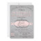 Elegant Gray Linen and Pink Birthday Invitation