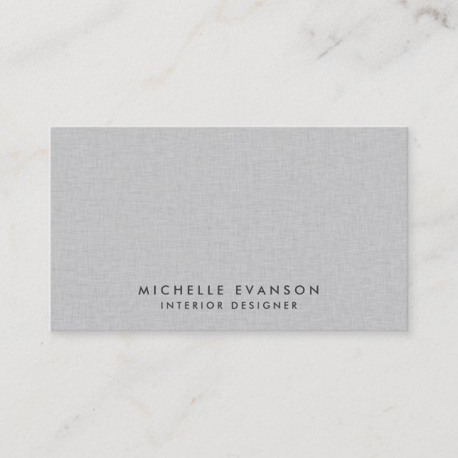 Elegant Gray Linen Minimalist Professional Business Card (Front)