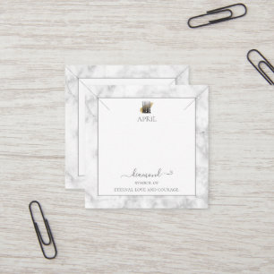 Elegant Gray Marble Birthstone Necklace Display  Square Business Card