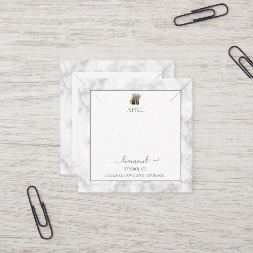 Elegant Gray Marble Birthstone Necklace Display  Square Business Card