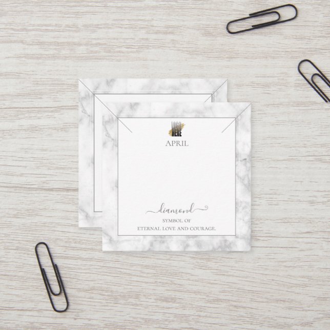Elegant Gray Marble Birthstone Necklace Display  Square Business Card (Front/Back In Situ)