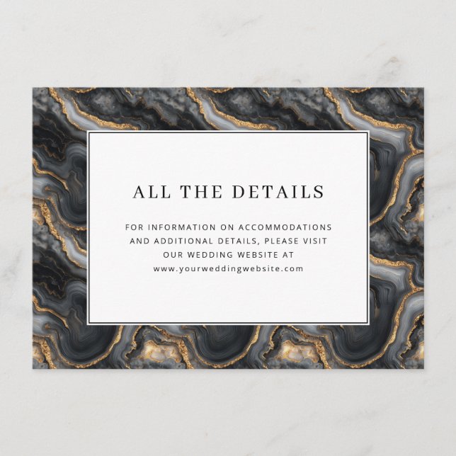 Elegant Gray Marble Details Enclosure Card (Front)