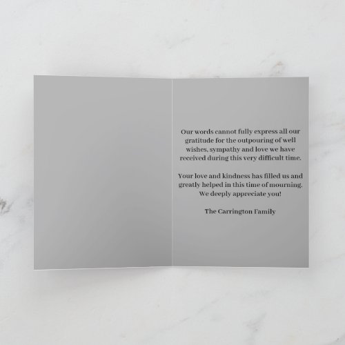 Elegant Gray Marble Male Funeral Memorial Service Thank You Card