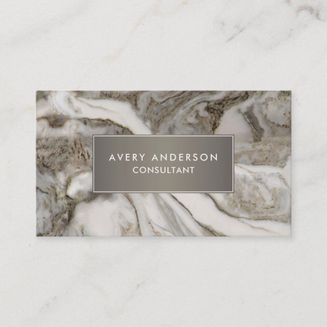 Elegant Gray Marble Professional Business Card (Front)