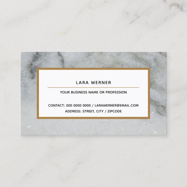 elegant gray marble rectangular shape professional business card (Front)