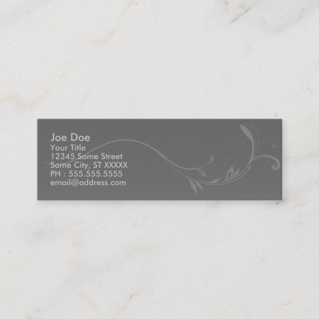 Elegant Gray Mini Business Card (Front)