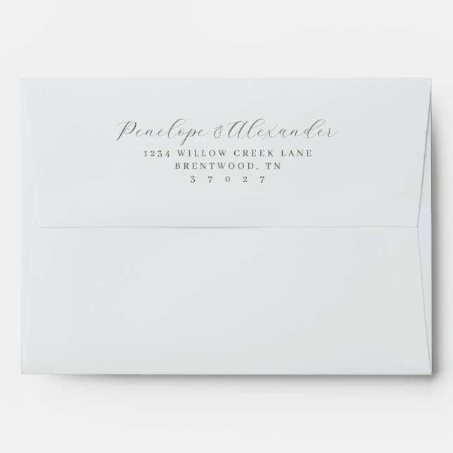 Elegant Gray Minimalist Calligraphy Envelope (Back (Top Flap))