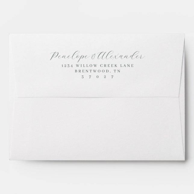Elegant Gray Minimalist Calligraphy Envelope (Back (Top Flap))