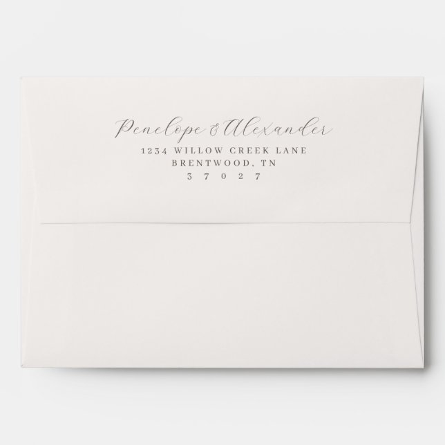 Elegant Gray Minimalist Calligraphy Envelope (Back (Top Flap))