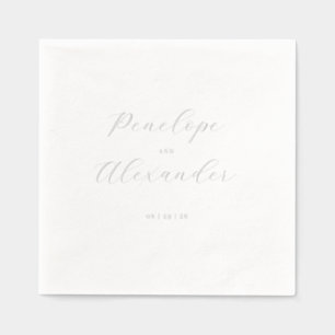 Elegant Gray Minimalist Calligraphy Foil Napkins