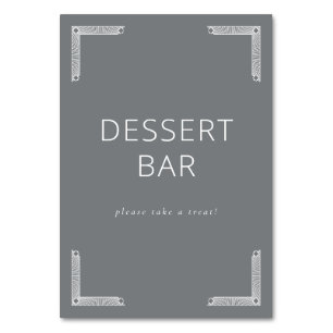 Elegant Gray Minimalist Dessert Bar Sign Table Number
