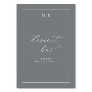 Elegant Gray Minimalist Dessert Bar Sign Table Number