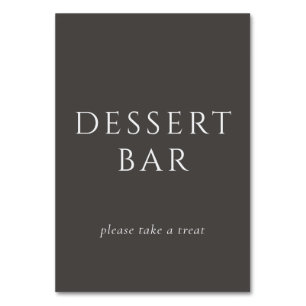 Elegant Gray Minimalist Dessert Bar Sign Table Number