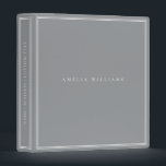 Elegant Gray Minimalist Monogram Name 3 Ring Binder<br><div class="desc">Create your own personalized binder with elegant minimalist monogram name with simple border design in gray color.</div>