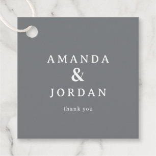 Elegant Gray Minimalist Names Favor Tags