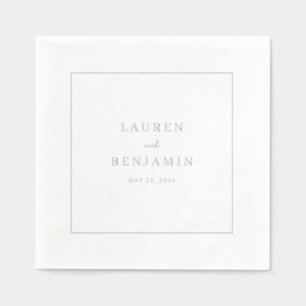 Elegant Gray Minimalist Names Foil Napkins