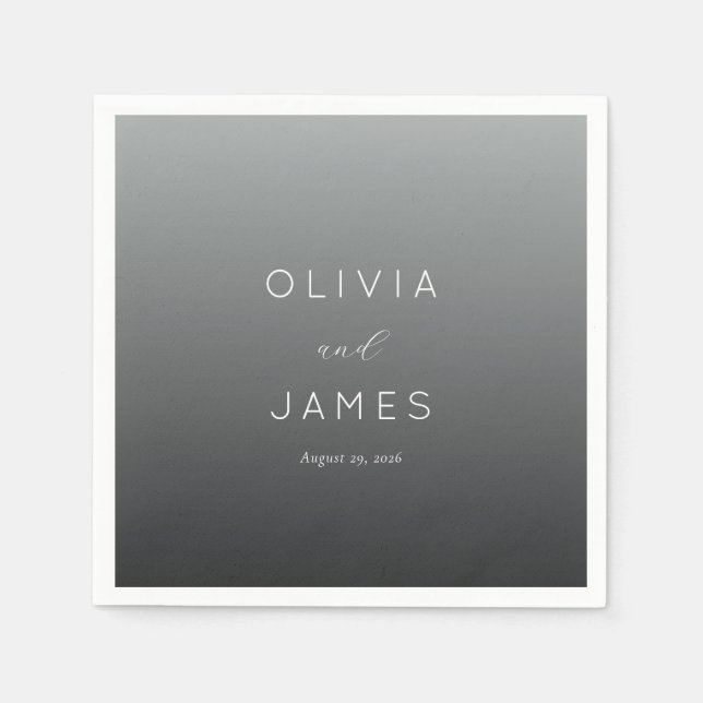 Elegant Gray Minimalist Names Napkins (Front)