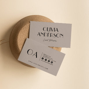 Elegant Gray Minimalist Nuetral Boho Chic Modern   Business Card
