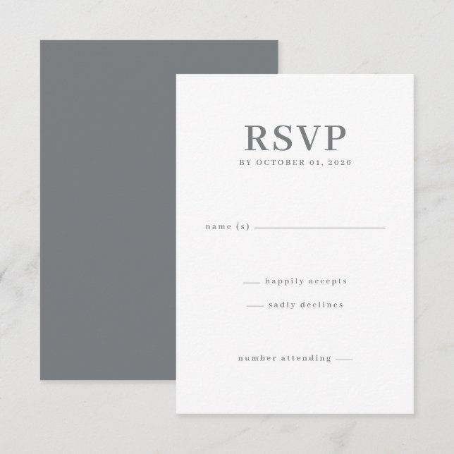 Elegant Gray Minimalist RSVP Card (Front/Back)