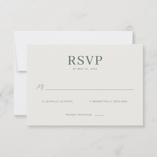 Elegant Gray Minimalist RSVP Card (Front)