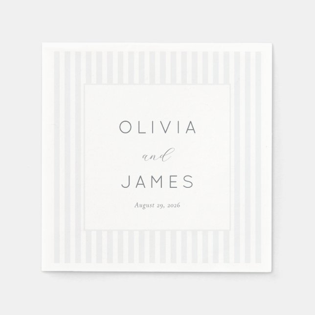 Elegant Gray Minimalist Stripes Napkins (Front)