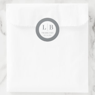 Elegant Gray Minimalist Thank You Classic Round Sticker