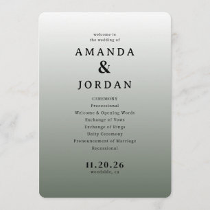 Elegant Gray Minimalist Wedding Ceremony Program