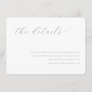 Elegant Gray Minimalist Wedding Details Card