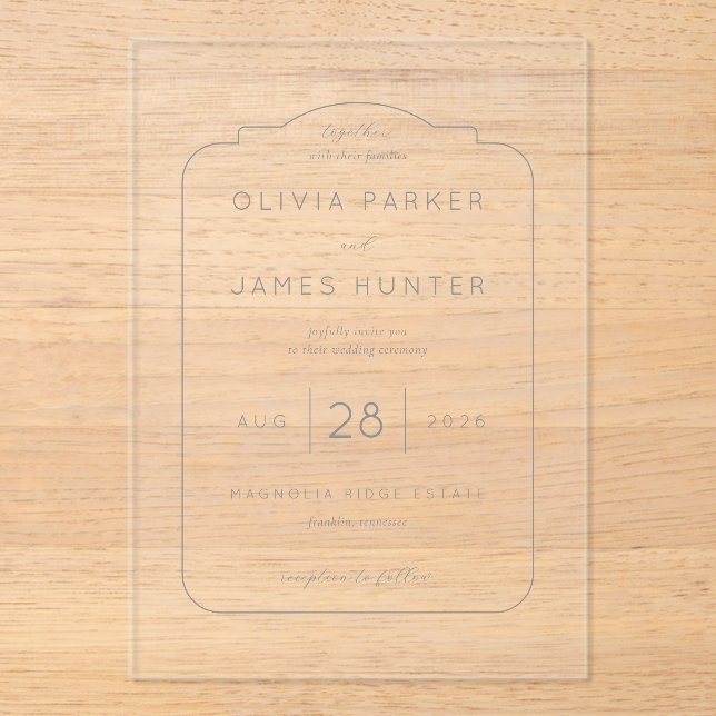 Elegant Gray Minimalist Wedding Invitation (Front)