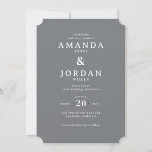 Elegant Gray Minimalist Wedding Invitation