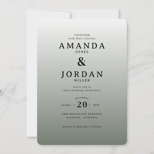Elegant Gray Minimalist Wedding Invitation (Front)