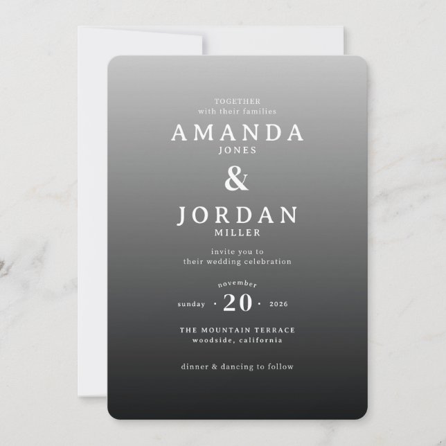 Elegant Gray Minimalist Wedding Invitation (Front)