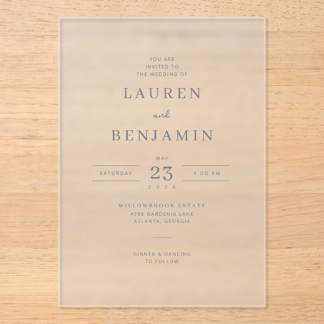 Elegant Gray Minimalist Wedding Invitation (Front)