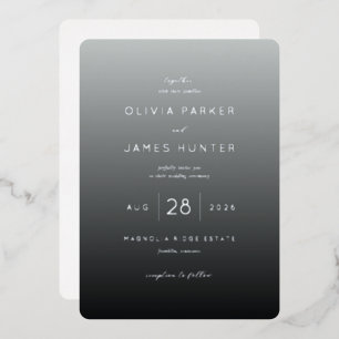 Elegant Gray Minimalist Wedding Invitation Foil Invitation