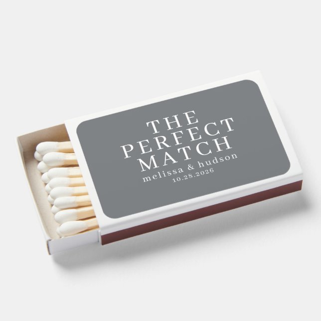 Elegant Gray Minimalist Wedding Matches (Front Open)